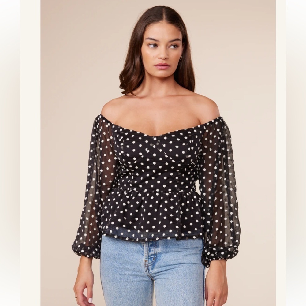 Lucy Paris Sydney Off The Shoulder Top Embroidered Flowers